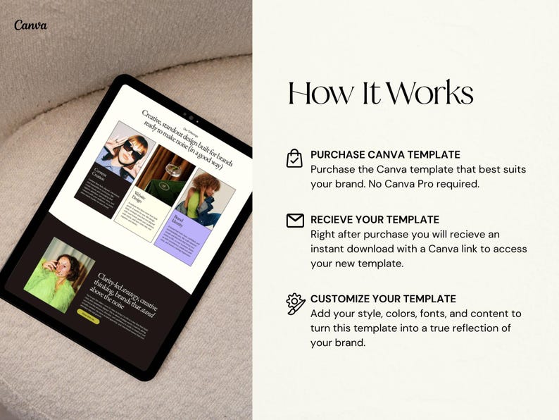 Bold, modern Canva website template designed for creative agencies, coaches, and service-based businesses. This feminine, editorial-style design helps you showcase your brand with clarity and confidence while creating a polished, high-end online presence. Fully customizable and easy to edit in Canva, it’s perfect for entrepreneurs who want a strategic, conversion-focused website that stands out, builds trust, and attracts aligned clients effortlessly.