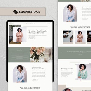 Squarespace Therapist Website Template, Squarespace 7.1 Template, Online Coach, Therapist Website, Counsellor, Minimal Template, Therapy Web