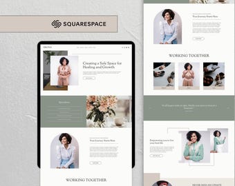 Squarespace Therapist Website Template, Squarespace 7.1 Template, Online Coach, Therapist Website, Counsellor, Minimal Template, Therapy Web