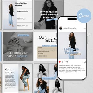 Instagram Template for Business Coach, Blue Instagram Template, Social Media Marketing Agency Template, Virtual Assistant Instagram, Insta