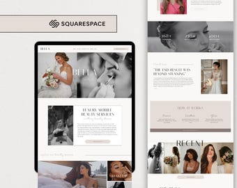 Squarespace Website Template for Salons, Hair Stylists, Bridal Hair & Makeup Artists, Elegant Beauty Design