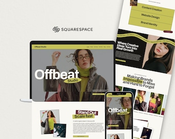 Squarespace Creative Agency Website Template, Bold Marketing Agency Website, Business Coach Website, Green Burgundy Website Design
