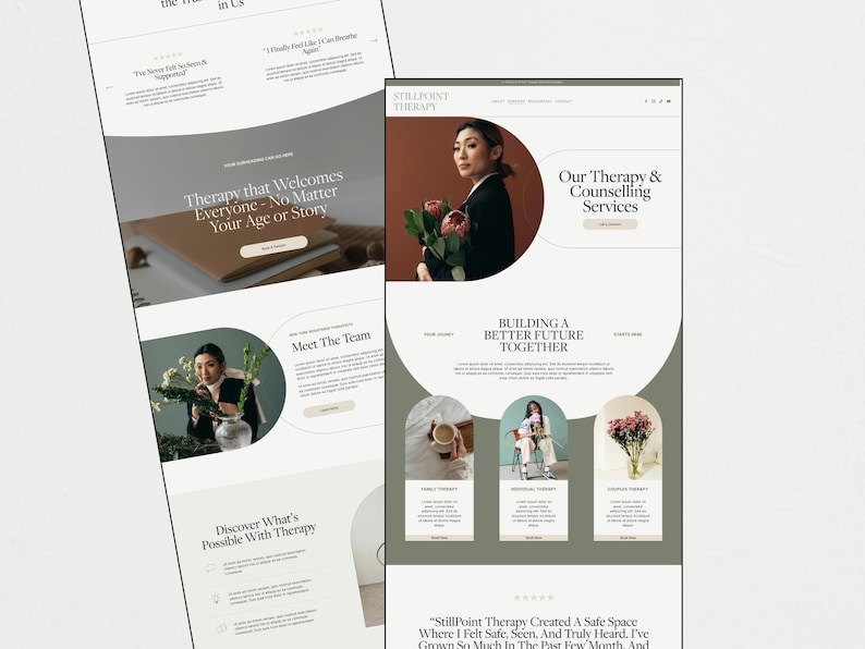 Squarespace website template designed for therapists, counsellors, psychologists, and wellness coaches looking to create a calm, modern, and professional online presence. Features a premium, minimalist design with a clean layout ideal for showcasing services, building client trust, and encouraging bookings. Fully editable in Squarespace and responsive across all devices, making it easy to customize and launch a polished website quickly and efficiently for any wellness or service-based brand.