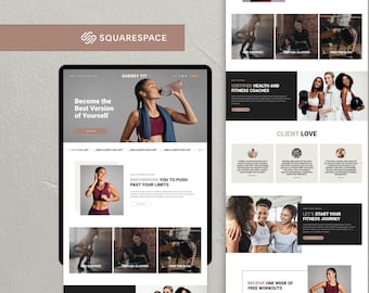 Squarespace Wellness Website Template, Squarespace 7.1 Template, Fitness Website, Yoga Website Template, Pilates Website, Fitness Website