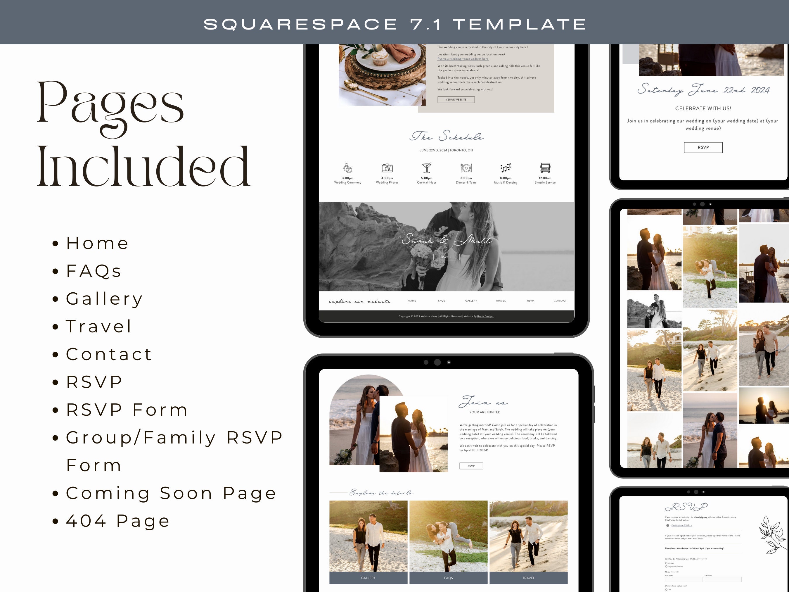Squarespace Wedding RSVP Website Template Squarespace 7.1 Template ...