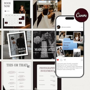 Dark Moody Instagram Canva Template for Photographers, Editorial Instagram Post Template, Luxury Canva Templates, Instagram Feed Design