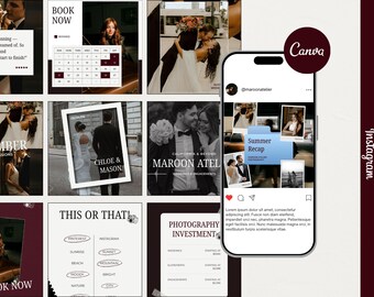 Plantilla oscura y sombría para Instagram en Canva para fotógrafos, plantilla editorial para publicaciones de Instagram, plantillas de lujo para Canva, diseño de feed de Instagram.