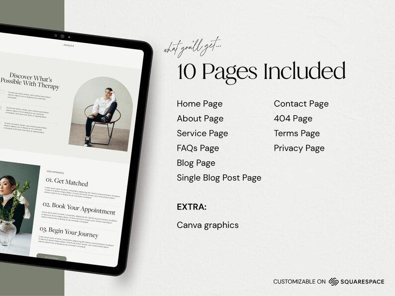 Squarespace website template designed for therapists, counsellors, psychologists, and wellness coaches looking to create a calm, modern, and professional online presence. Features a premium, minimalist design with a clean layout ideal for showcasing services, building client trust, and encouraging bookings. Fully editable in Squarespace and responsive across all devices, making it easy to customize and launch a polished website quickly and efficiently for any wellness or service-based brand.