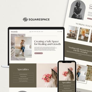Squarespace Therapist Website Template, Counsellor Website Design, Mental Health Website, Wellness Website Template