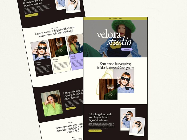 Bold, modern Canva website template designed for creative agencies, coaches, and service-based businesses. This feminine, editorial-style design helps you showcase your brand with clarity and confidence while creating a polished, high-end online presence. Fully customizable and easy to edit in Canva, it’s perfect for entrepreneurs who want a strategic, conversion-focused website that stands out, builds trust, and attracts aligned clients effortlessly.