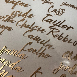 Tarjetas de lugar con nombre de boda cortadas con láser personalizadas, 1 pulgada de alto, ajuste de mesa de fiesta de boda personalizado, recorte de nombre de invitado