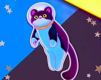 Space Cat Tuxedo Cat (Design #4)| Splashproof Sticker |