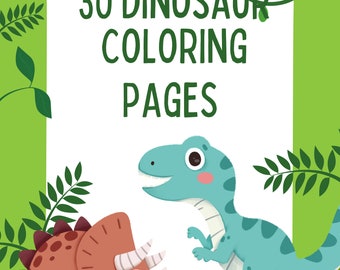 30 páginas para colorear de dinosaurios para niños, libro para colorear para niños, descarga digital instantánea, escala de grises, lindo, colorear para niños, archivo PDF imprimible