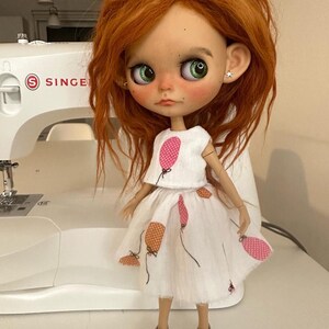 Handcrafted Blythe Doll Dress: Balloon Print Outfit