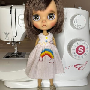 Rainbow print dress for handmade Blythe Doll, doll dress outfits, Free shipping, Custom Blythe Summer Outfit