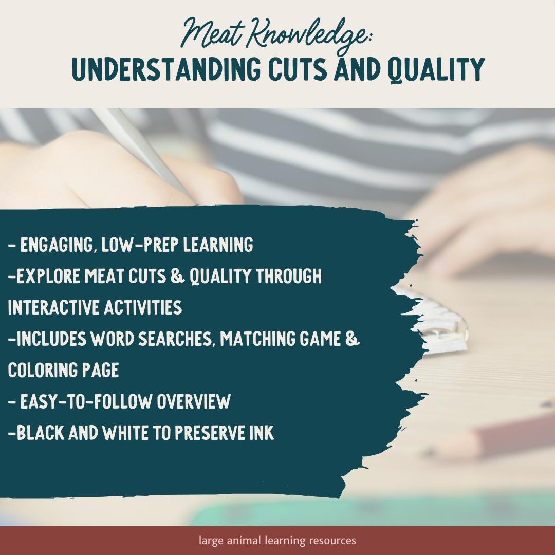 PRINTABLE Cattle Meat Cuts and Quality - Learning About Beef - Etsy