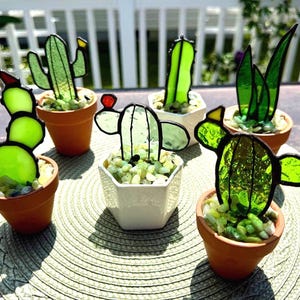 Stained Glass Cactus - Emotional Support Mini Desert Companion