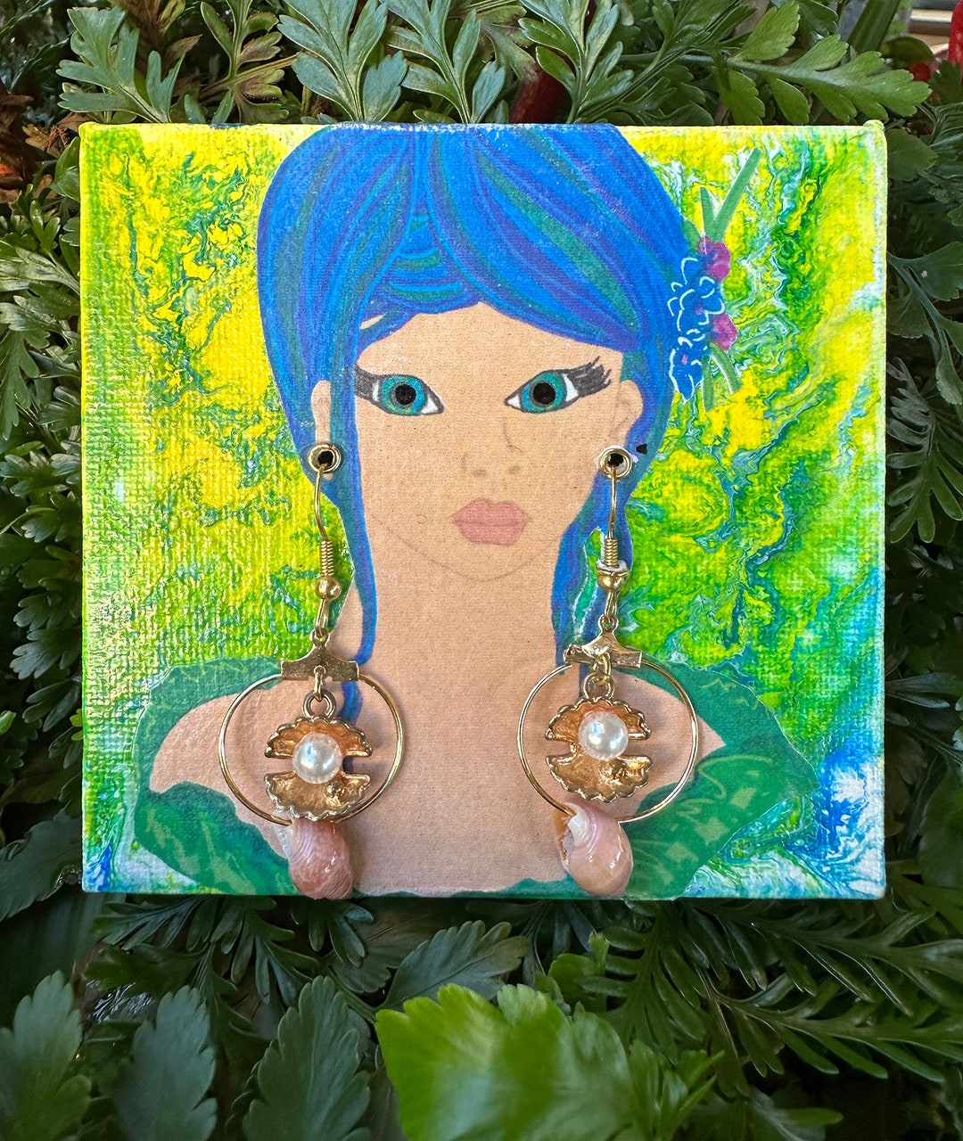 Royal Blue Green 4x4 Warrior Women of the World ™ Original Jewelry Painting Functional Art