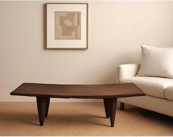 Handcrafted Solid Wood Bench - 110 cm Length - Minimalist Design and Rustic Patina - Unique Piece from Côte D&#39;Ivoire