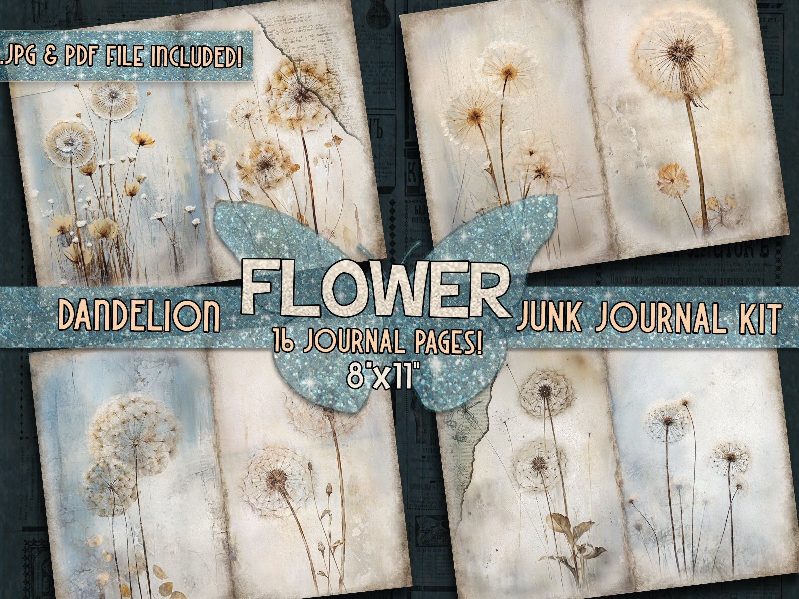 Flower Junk Journal Kit Printable Pages Dandelion Digital - Etsy Australia