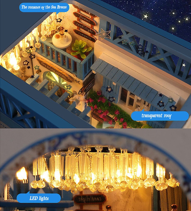 DIY Book Nook Sea Breeze Book Nook with LED Lights Puzzle Etsy 日本