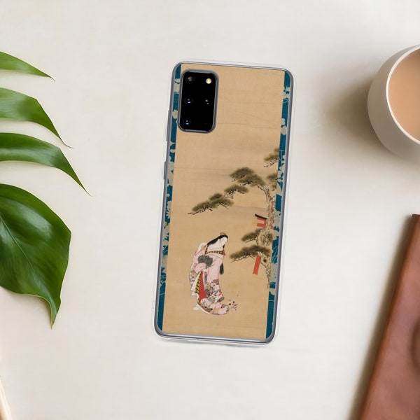 Japanese Princess Silicone Samsung Phone Case Ukiyo-e Cat, Neko Nihonga For Galaxy S10 S10+ S10e S20 S21 S22 / FE, Plus, Ultra