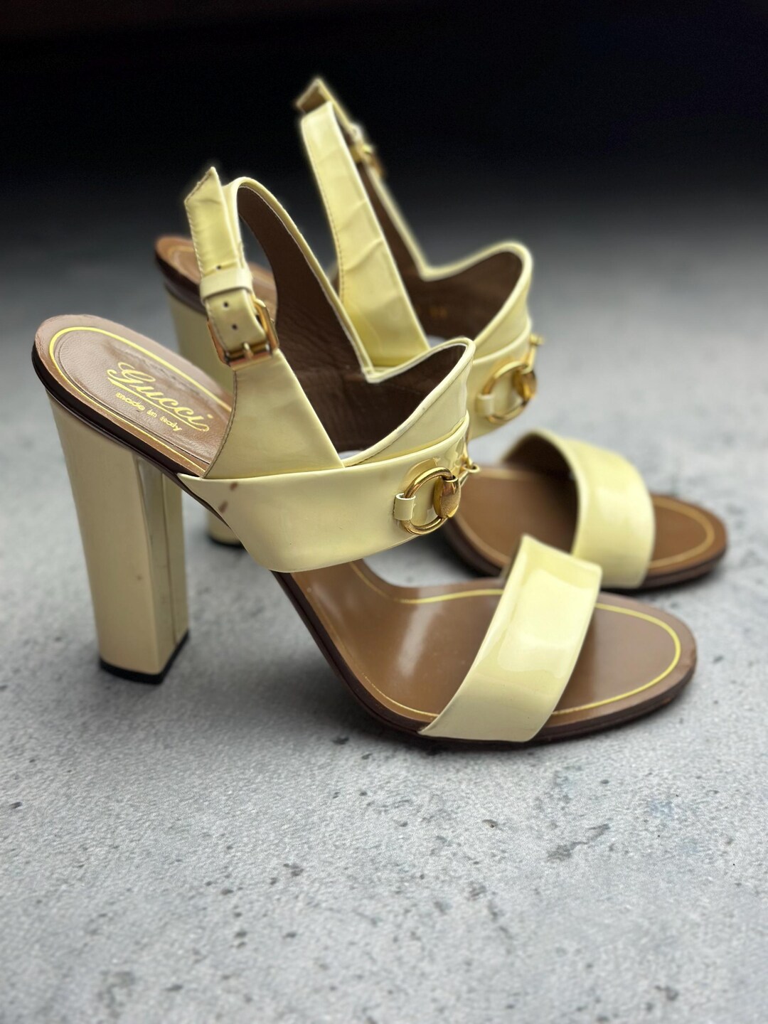 Footwear Yellow Gucci Platform Sandals Gucci Yellow Patent