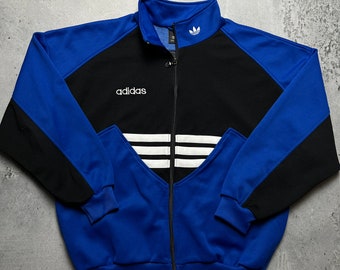 Adidas Vintage Reißverschlussjacke zentrales Logo seltene Y2K 90er Jahre USA