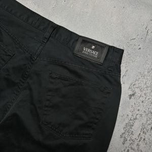 Versace Jeans Couture Vintage Mens Black Slim-Fit Pants 31/45 Made In Italy 100% Cotton Luxury Item Rare 90s 00s