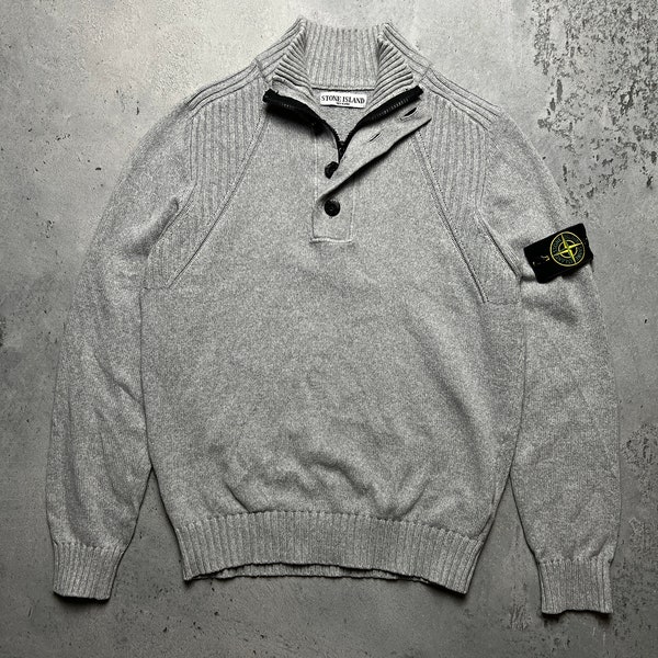 Stone Island Half Zip 1/3 Button Up Knitwear 90s Sweatshirt