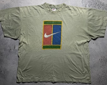Nike T-Shirt Vintage 90er Jahre Nike Central Logo Swoosh T-Shirt y2k