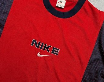 Nike tee Vintage 90s Nike Central Logo Swoosh T-shirt y2k