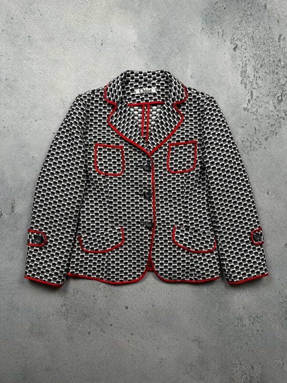 Chloé, Archive Chloe Geometric Blazer Silk Blend Vintage Lux 1990s