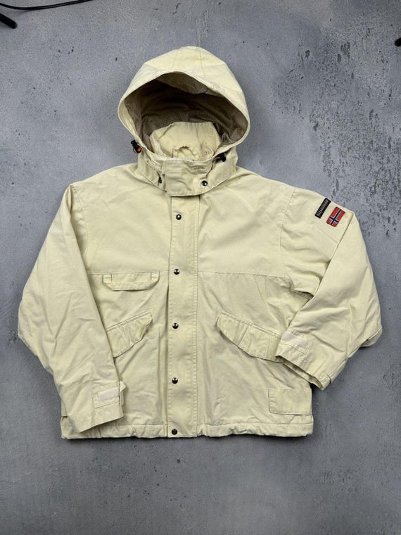 Napapijri, Napapijri Geographic Innovator Plus Vtg Cream Hooded Jacket