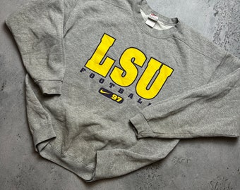 Nike LSU Football 97 crew boxy center swoosh y2k logo USA 90