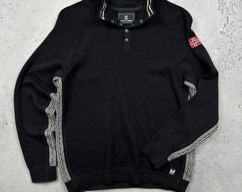 Dale Of Norway Black Wool Knit Sweater Norwegian Heritage