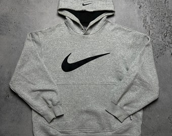 Nike boxy fit vintage hoodie center swoosh logo spellout y2k