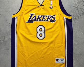 Champion Lakers Basketball Jersey 90s 00s Vintage RARE Kobe Bryant #8 Lakers NBA Champion Jersey USA