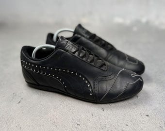 Puma Sela Diamond zwarte leren balletracesneakers Y2K