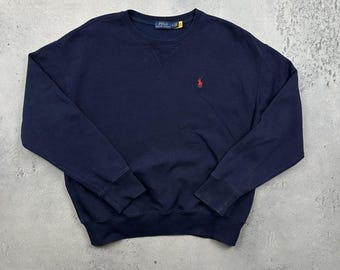 Polo Ralph Lauren Navy Logo Crewneck Sweatshirt Vintage Y2K