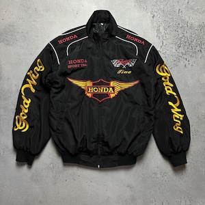 Racing Jacket Honda Gold Wing Vintage Black Moto Bomber Y2k 90s L