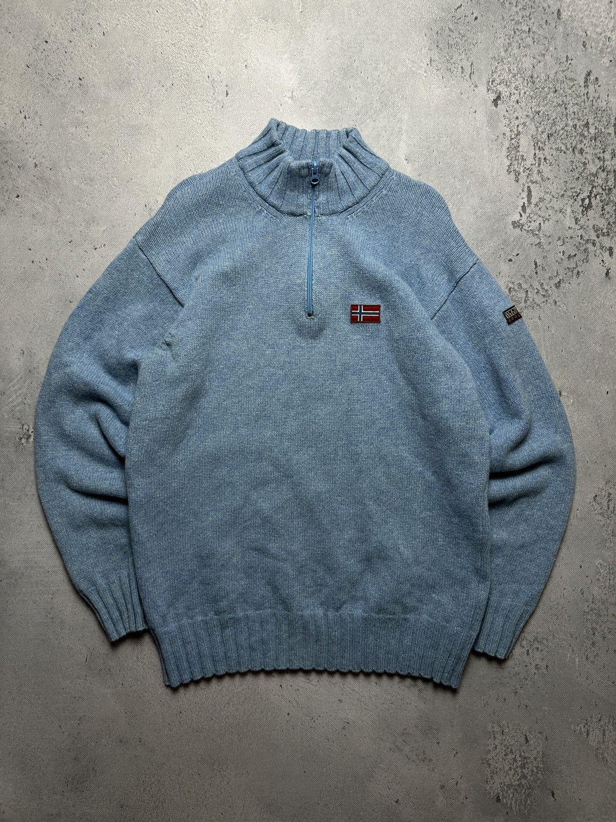 最大12%OFFクーポン Vintage Napapijri Etsy - 00s Y2k Knitwear Wool 90s 1/4 Zip Half トップス