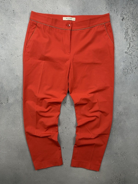 Etro, Etro Milano Cropped Cotton Blend Tailored Trousers Italy Red