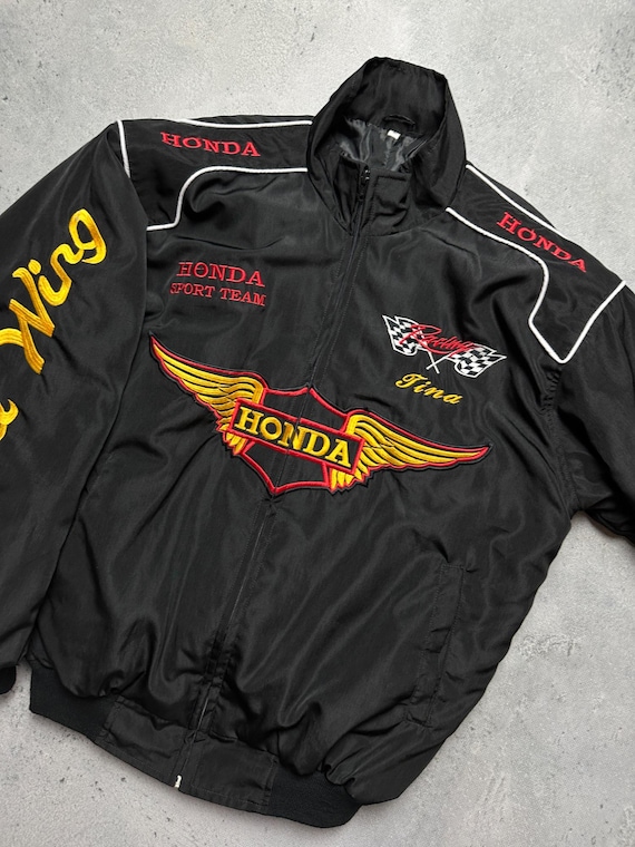 Racing Jacket Honda Gold Wing Vintage Black Moto Bomber Y2k