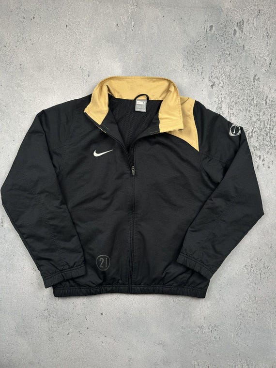 Vintage Nike Black Gold Track Jacket Twotone Swoosh Logo 00s - Etsy