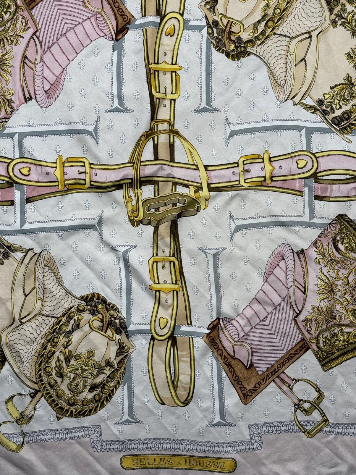 Vintage Hermes Silk Scarf Selles a Housse Carre 90 Rare 80s - Etsy