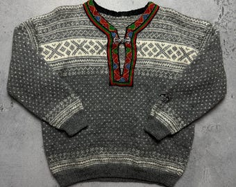 Vintage Norwegian Wool Cardigan, Dale of Norway Style (Size M)