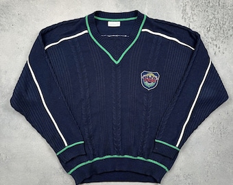 Vintage Adidas Exclusive Club Cable Knit Sweater Germany 80s