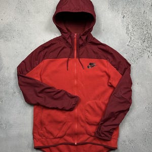 Nike Vintage Zipper Hooded Fleece Jacket Swoosh Logo y2k 90s