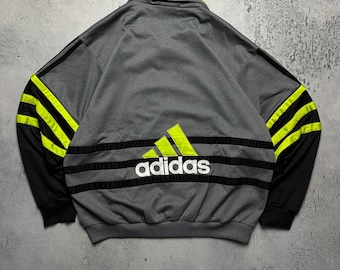 Vintage Adidas Track Jacket: 90s Gray Full-Zip Sweatshirt